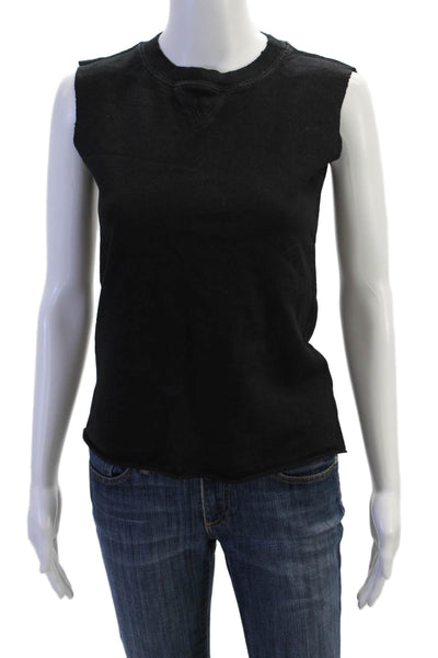 Current/Elliott Womens Crew Neck Knit Boxy Tank Top Black Cotton Size 1