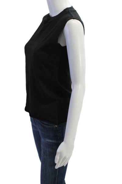 Current/Elliott Womens Crew Neck Knit Boxy Tank Top Black Cotton Size 1