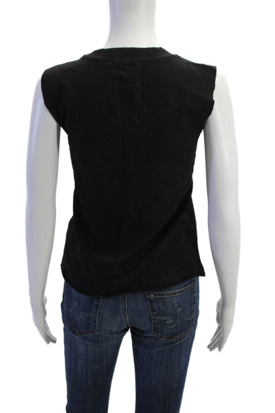 Current/Elliott Womens Crew Neck Knit Boxy Tank Top Black Cotton Size 1