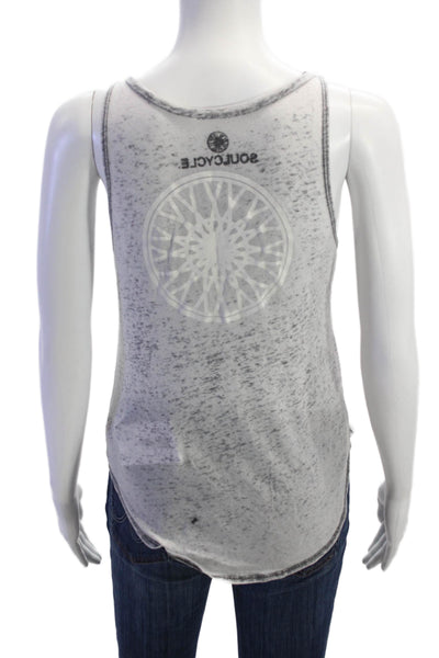 Soul Cycle Womens V Neck Knit Lightweight Tank Top Gray Cotton Size Small