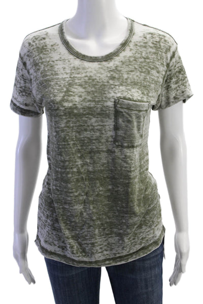 J Crew Womens Short Sleeve Crew Neck Knit Pocket Shirt Green Size 2XS
