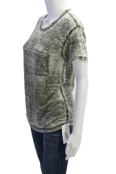 J Crew Womens Short Sleeve Crew Neck Knit Pocket Shirt Green Size 2XS