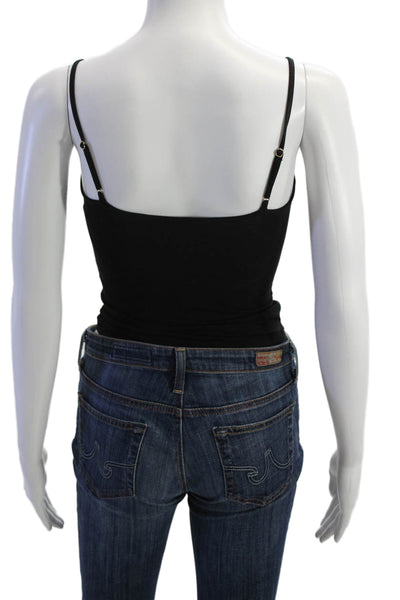 J Crew Womens Spaghetti Strap Scoop Neck Button Bottom Bodysuit Black Size 2XS