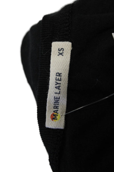Marine Layer Womens Crew Neck Knit Boxy Tank Top Black Cotton Size XS