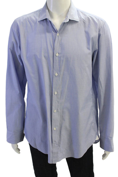 J Crew Mens Button Front Collared Ludlow Shirt Blue Cotton Size Large