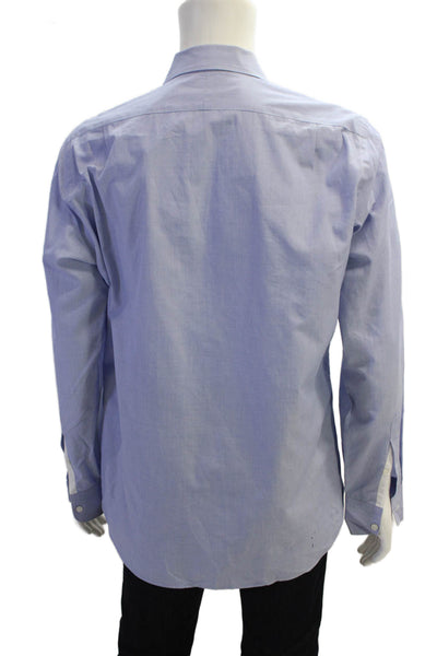 J Crew Mens Button Front Collared Ludlow Shirt Blue Cotton Size Large