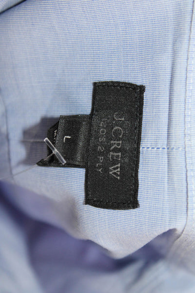 J Crew Mens Button Front Collared Ludlow Shirt Blue Cotton Size Large