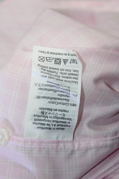 J Crew Mens Button Front Collared Slim Fit Plaid Shirt Pink White Size 16.5