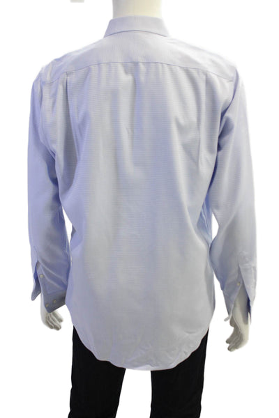 Nordstrom Mens Button Front Collared Trim Fit Geometric Shirt Blue Size 16
