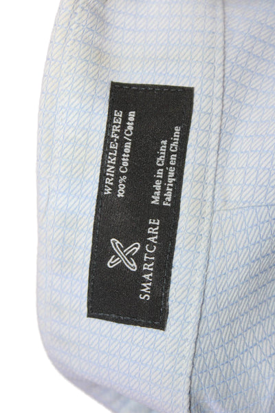 Nordstrom Mens Button Front Collared Trim Fit Geometric Shirt Blue Size 16