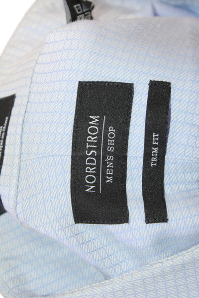Nordstrom Mens Button Front Collared Trim Fit Geometric Shirt Blue Size 16