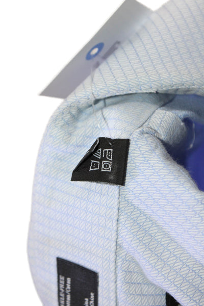 Nordstrom Mens Button Front Collared Trim Fit Geometric Shirt Blue Size 16