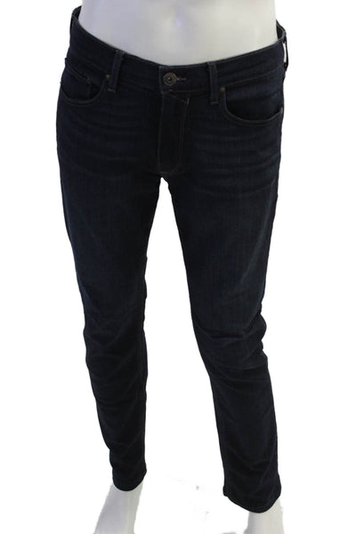 Paige Mens Skinny Jeans Dark Blue Button Size 32