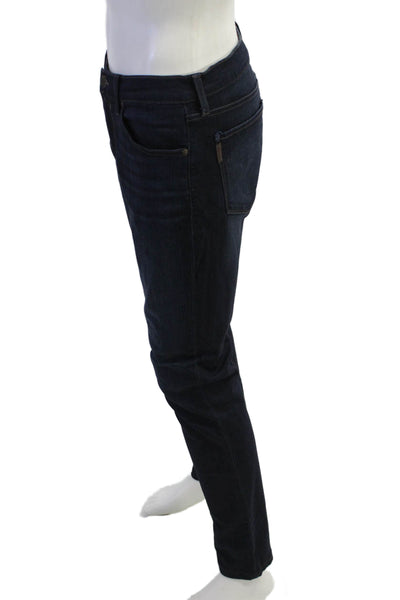 Paige Mens Skinny Jeans Dark Blue Button Size 32