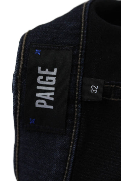 Paige Mens Skinny Jeans Dark Blue Button Size 32