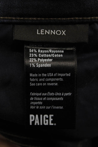 Paige Mens Skinny Jeans Dark Blue Button Size 32
