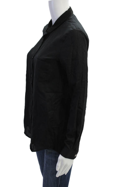 The Kooples Womens Cotton Collared Button Up Blouse Top Black Size S
