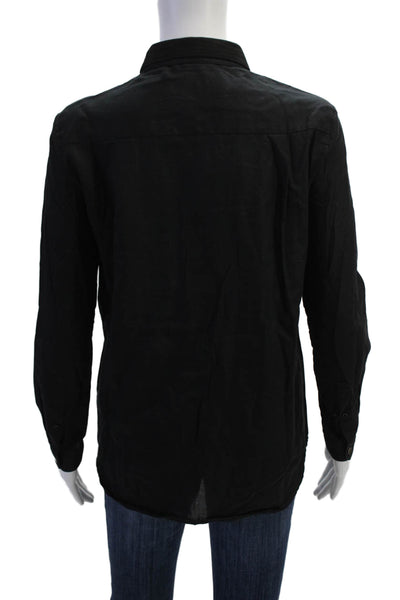 The Kooples Womens Cotton Collared Button Up Blouse Top Black Size S