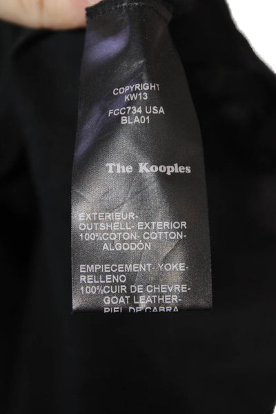 The Kooples Womens Cotton Collared Button Up Blouse Top Black Size S