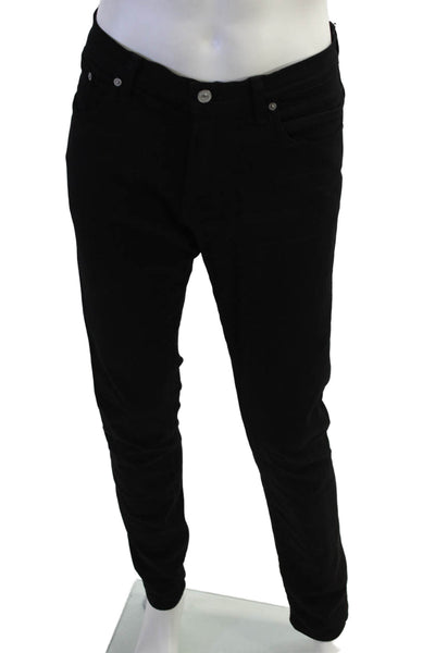 C-Of-H Man Mens Cotton Slim Fit Five Pocket Pants Black Size 34