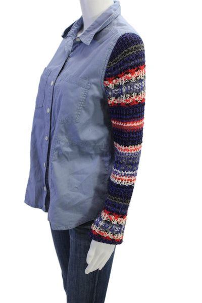 We The Free Womens Button-Down Shirt Blue Size PS