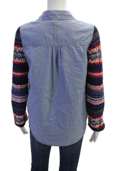 We The Free Womens Button-Down Shirt Blue Size PS