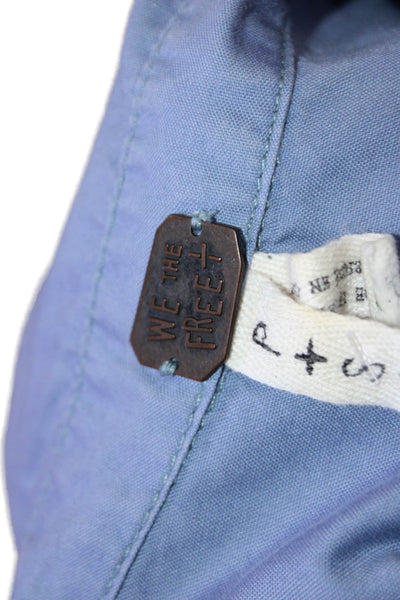 We The Free Womens Button-Down Shirt Blue Size PS