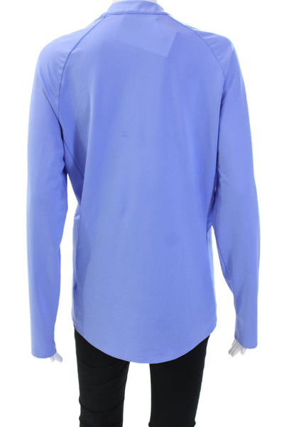 Adidas Womens Light Blue Mock Neck Long Sleeve Zip Top Basic Size L