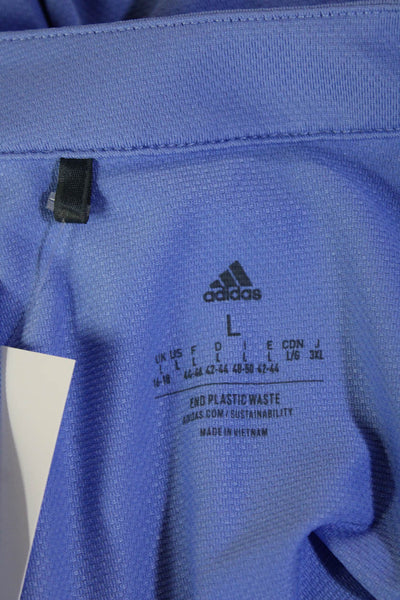 Adidas Womens Light Blue Mock Neck Long Sleeve Zip Top Basic Size L