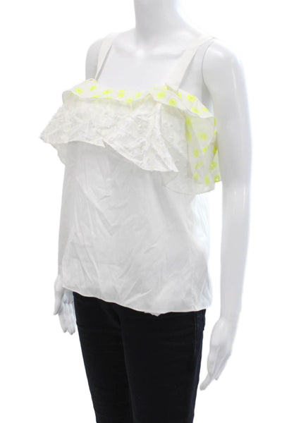 Maiyet Womens Sleeveless Tiered Tank Top White Yellow Cotton Size 2