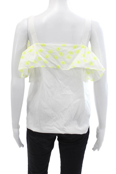 Maiyet Womens Sleeveless Tiered Tank Top White Yellow Cotton Size 2