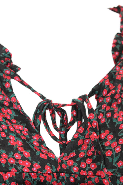Velvet by Graham & Spencer Womens Floral Print Blouse Black Red Size Extra Small