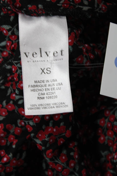Velvet by Graham & Spencer Womens Floral Print Blouse Black Red Size Extra Small
