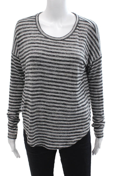 Rag & Bone Womens Striped Crew Neck Sweater Grey Black Size Extra Small
