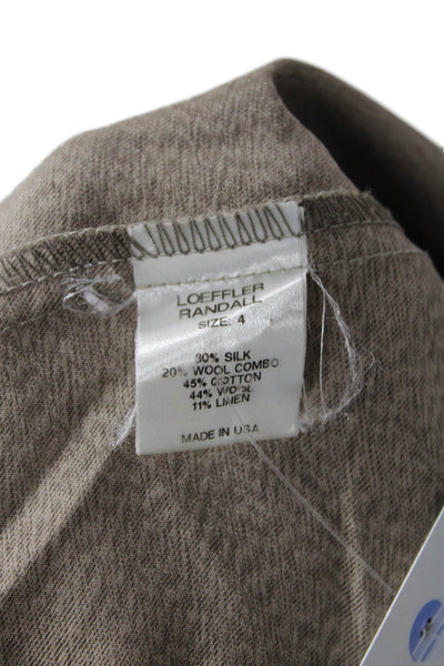 Loeffler Randall Womens Silk Blend Short Sleeves Sweater Brown Grey Size 4