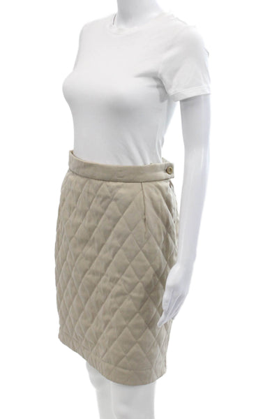 Escada Margaretha Ley Womens Quilted Knee Length Pencil Skirt Beige Size EUR 38