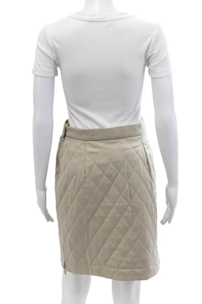 Escada Margaretha Ley Womens Quilted Knee Length Pencil Skirt Beige Size EUR 38