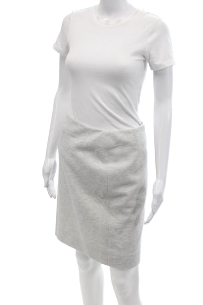 Akris Punto Womens Knee Length Pencil Skirt White Grey Cotton Size 4