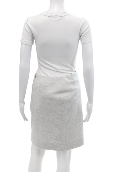 Akris Punto Womens Knee Length Pencil Skirt White Grey Cotton Size 4