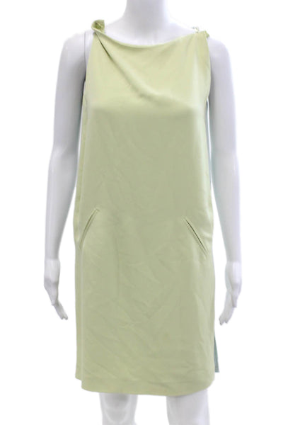 Bergdorf Goodman Women Shift Dress Green Tie Sleeveless Knee-Length Size 4