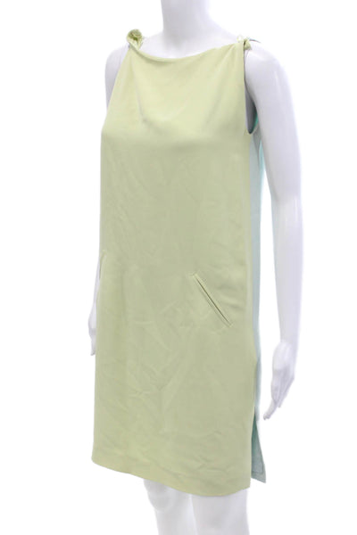 Bergdorf Goodman Women Shift Dress Green Tie Sleeveless Knee-Length Size 4