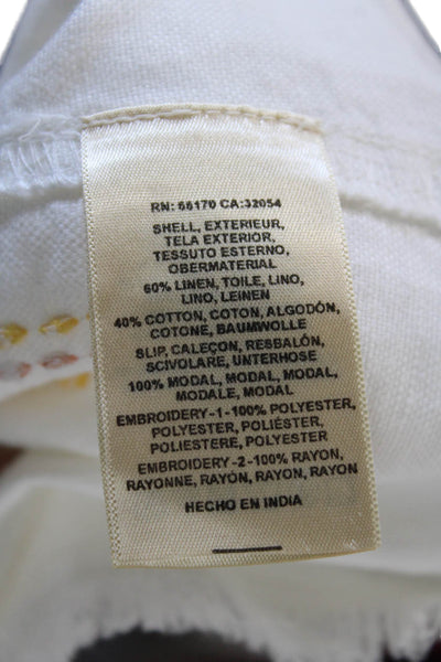 Holding Horses Womens Shift Dress White Graphic Short Sleeve Linen Size XS