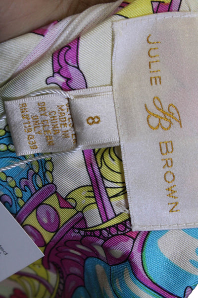 Julie Brown Women Shift Dress Green Graphic Print Sleeveless Size 8