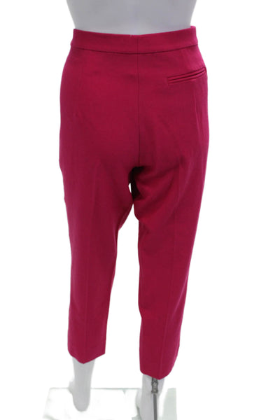 Zara Womens Wool Pocketed Flat Front Tapered Leg Pants Pink Size M