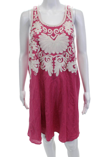 Roberta Freymann Womens Pink Bohemian Tank Dress Cotton Silk Knee-Length Size S