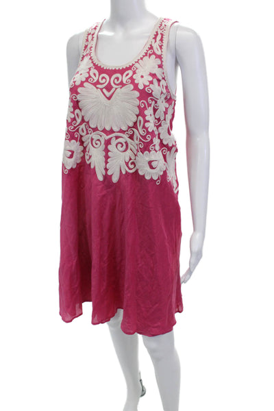 Roberta Freymann Womens Pink Bohemian Tank Dress Cotton Silk Knee-Length Size S