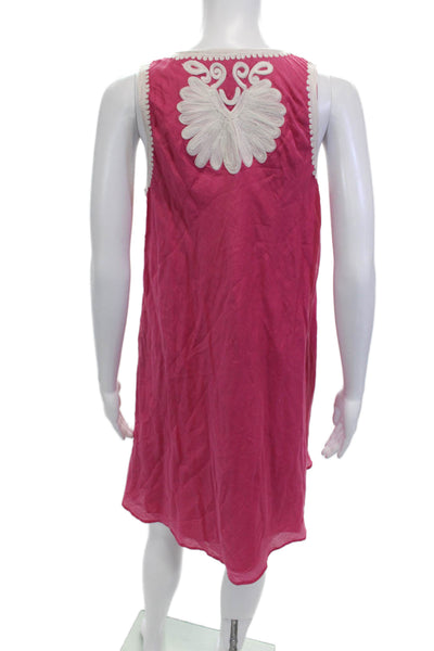 Roberta Freymann Womens Pink Bohemian Tank Dress Cotton Silk Knee-Length Size S