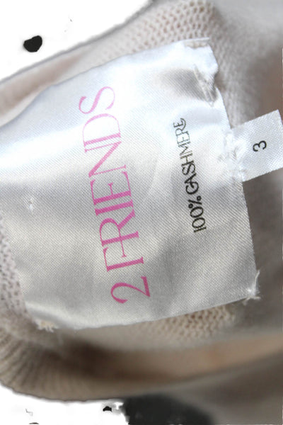2 Friends Womens Long Sleeve Scoop Neck Cashmere Sweater Pink Size 3