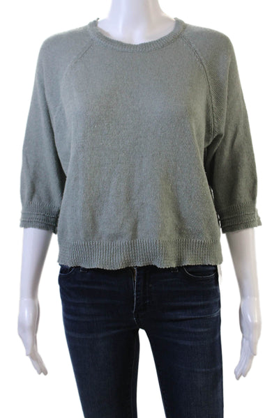 Alexandre Laurent Womens Long Sleeves Crew Neck Sweater Blue Cotton Size Small