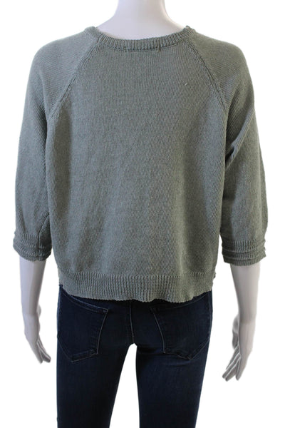 Alexandre Laurent Womens Long Sleeves Crew Neck Sweater Blue Cotton Size Small
